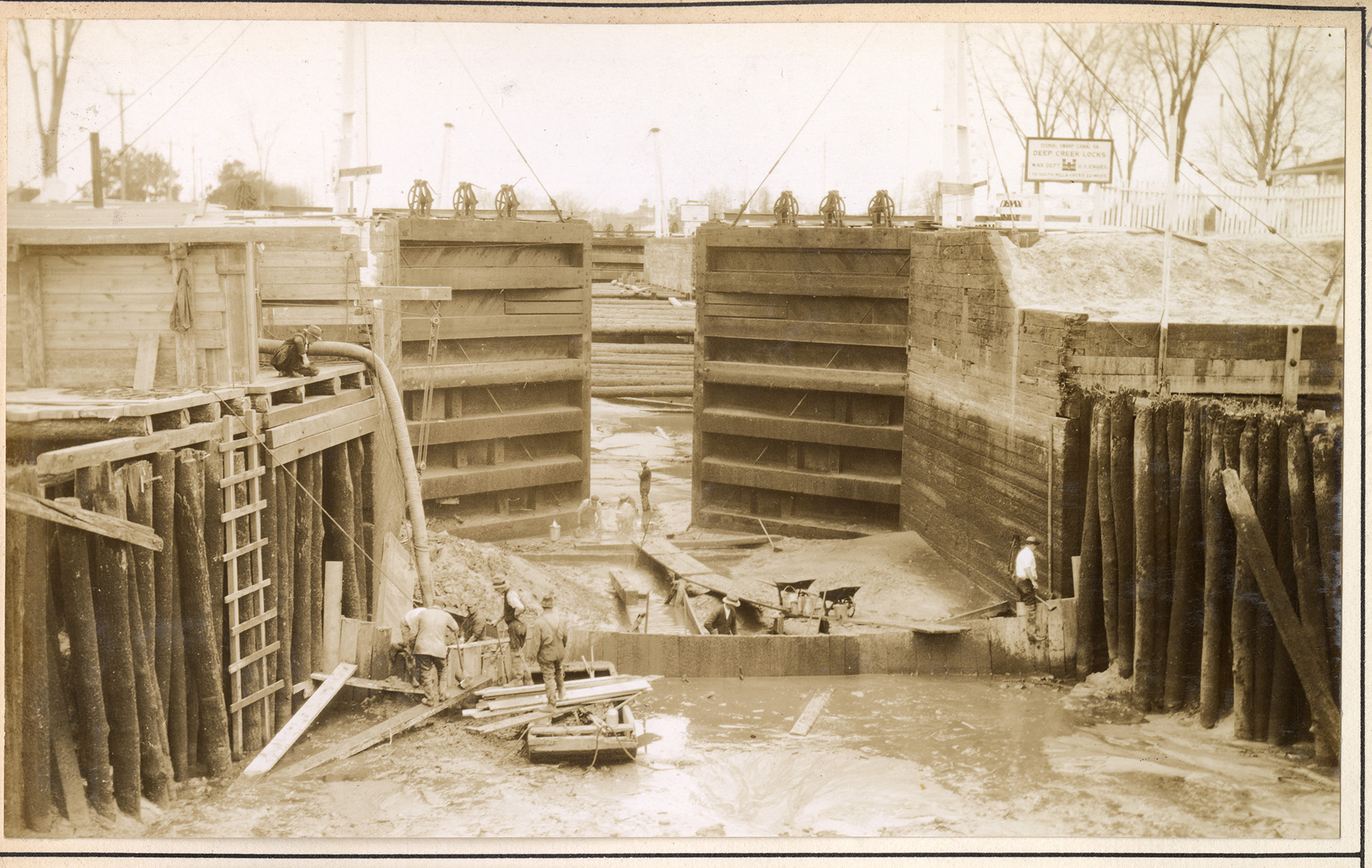 Interior view of hydraulic locks under repair